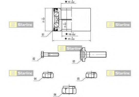 LO 01355 Starline Подшипник ступицы колеса, к-кт. STARLINE