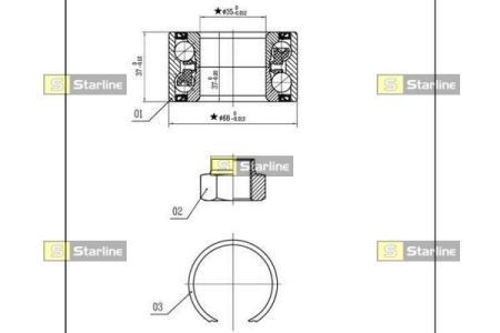 LO 01414 Starline Підшипник маточини колеса, к-кт. STARLINE