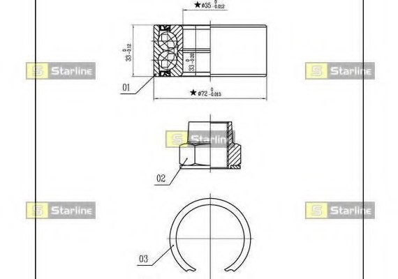 LO 03414 Starline Підшипник маточини колеса, к-кт. STARLINE