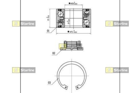 LO 03530 Starline Подшипник ступицы колеса, к-кт. STARLINE