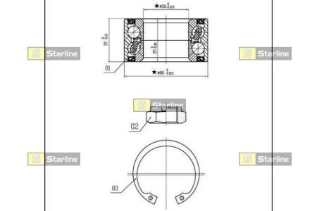 LO 01307 Starline Підшипник маточини колеса, к-кт. STARLINE