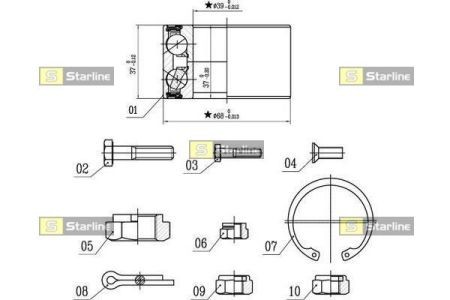 LO 00575 Starline Підшипник маточини колеса, к-кт. STARLINE