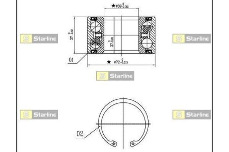 LO 01459 Starline Підшипник маточини колеса, к-кт. STARLINE