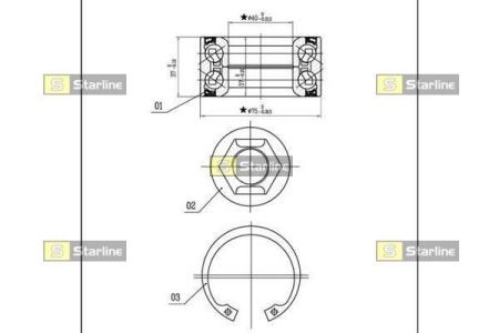 LO 01480 Starline Підшипник маточини колеса, к-кт. STARLINE