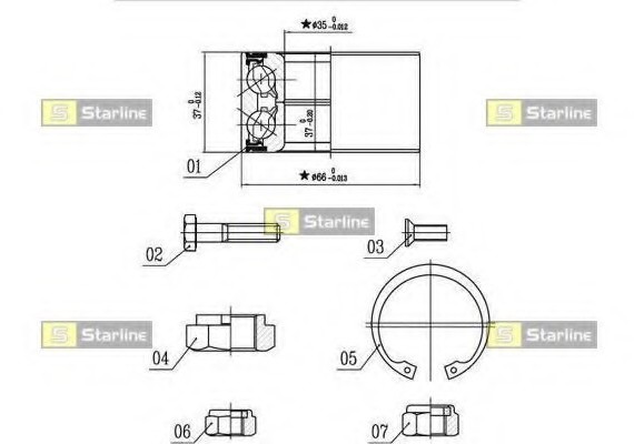 LO 00906 Starline Підшипник маточини колеса, к-кт. STARLINE