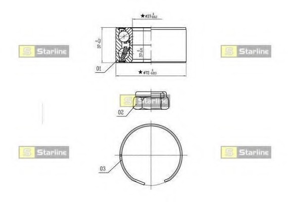 LO 03596 Starline Подшипник ступицы колеса, к-кт. STARLINE