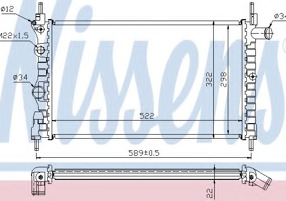 Фото радиатор охлаждения OPEL (пр-во Nissens) 63050A NISSENS (Дания) 63050A NISSENS (Дания) Радиатор охлаждения OPEL (пр-во Nissens)