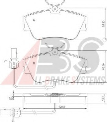 37274 ABS Колодка гальм. VW T4 передн. (пр-во ABS)