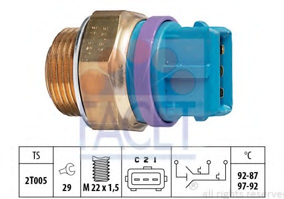 7.5629 FACET Термодатчик включения ветилятора FACET