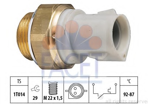 7.5129 FACET Термодатчик включения ветилятора FACET