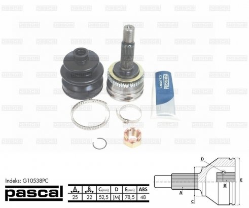 G10538PC PASCAL Шарнир приводного вала G10538PC PASCAL