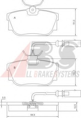 37110 ABS Колодка торм. VW T4 задн. (пр-во ABS)