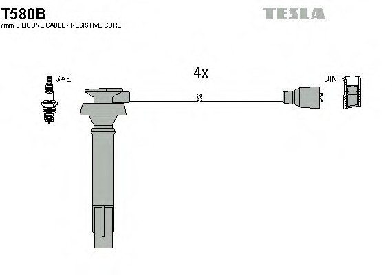 T580B TESLA (Чехия) Кабель запалювання, к-кт TESLA TESLA