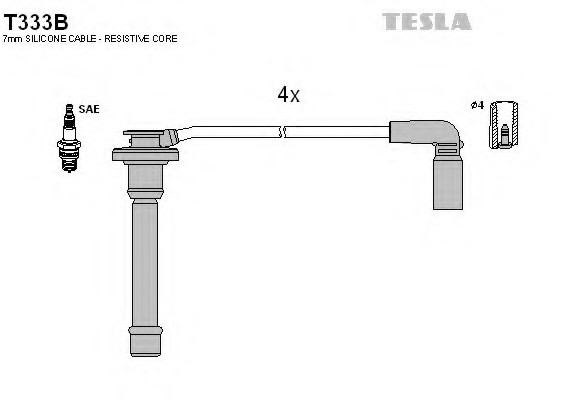 T333B TESLA (Чехия) Кабель запалювання, к-кт TESLA TESLA