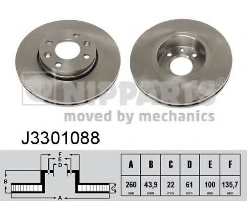 J3301088 NIPPARTS (Нидерланды) ДИСК ТОРМ ПЕРЕДН J3301088 NIPPARTS