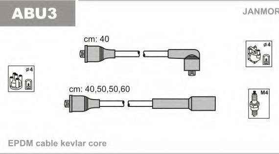 Фото провод зажигания (пр-во Janmor) ABU3 JANMOR (Польша) ABU3 JANMOR (Польша) Провод зажигания (пр-во Janmor)