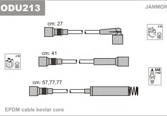 Фото провод зажигания (пр-во Janmor) ODU213 JANMOR (Польша) ODU213 JANMOR (Польша) Провод зажигания (пр-во Janmor)