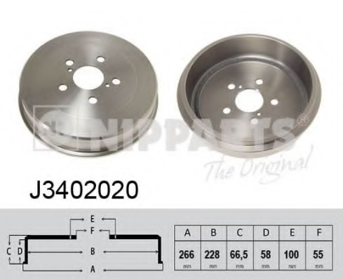 J3402020 NIPPARTS (Нидерланды) Тормозной барабан NIPPARTS