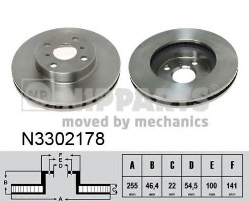 N3302178 NIPPARTS (Нидерланды) Тормозной диск NIPPARTS