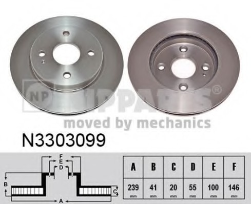 N3303099 NIPPARTS (Нидерланды) Гальмівний диск NIPPARTS