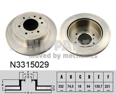 N3315029 NIPPARTS (Нидерланды) Гальмівний диск NIPPARTS