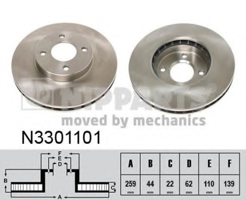 N3301101 NIPPARTS (Нидерланды) Тормозной диск NIPPARTS