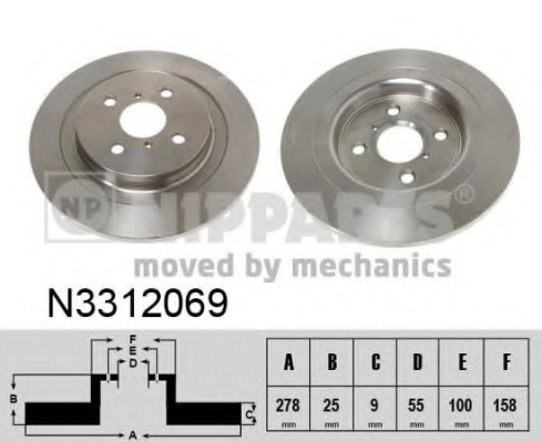 N3312069 NIPPARTS (Нидерланды) Гальмівний диск NIPPARTS