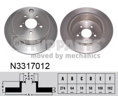 N3317012 NIPPARTS (Нидерланды) Гальмівний диск NIPPARTS