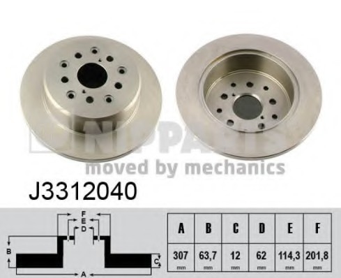 J3312040 NIPPARTS (Нидерланды) Гальмівний диск NIPPARTS