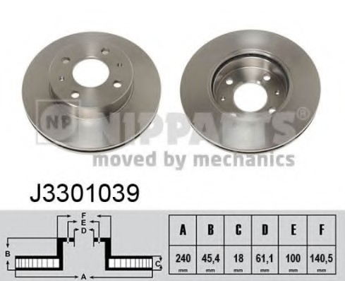 J3301039 NIPPARTS (Нидерланды) Тормозной диск NIPPARTS