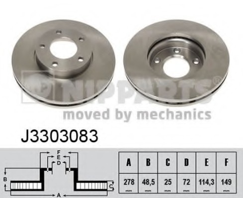 J3303083 NIPPARTS (Нидерланды) Тормозной диск NIPPARTS