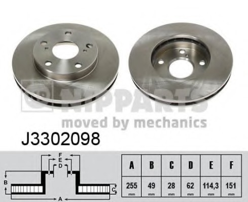 J3302098 NIPPARTS (Нидерланды) Тормозной диск NIPPARTS