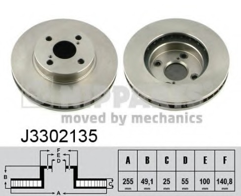 J3302135 NIPPARTS (Нидерланды) Гальмівний диск NIPPARTS