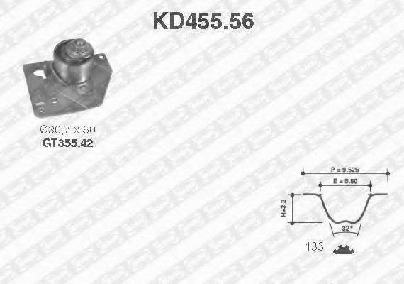 Фото комплект ремня ГРМ SNR KD455.56 SNR KD455.56 SNR Комплект ремня ГРМ SNR
