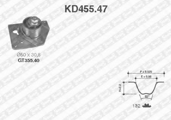 KD455.47 SNR Комплект ременя ГРМ SNR