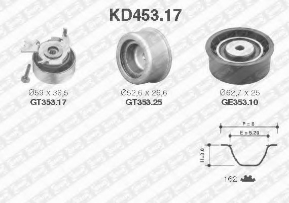 Фото комплект ременя ГРМ SNR KD453.17 SNR KD453.17 SNR Комплект ременя ГРМ SNR