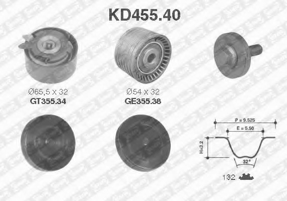 KD455.40 SNR Комплект ремня ГРМ SNR