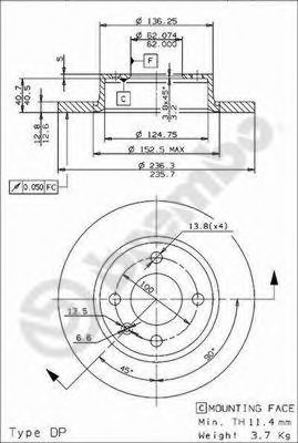 08.5243.24 BREMBO (Германия) Диск тормозной BREMBO