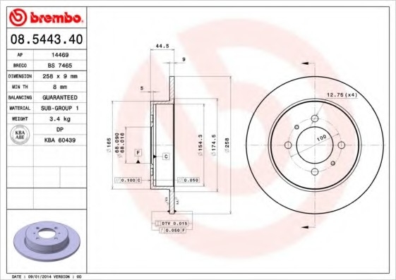 08.5443.40 BREMBO (Германия) Диск гальмівний BREMBO