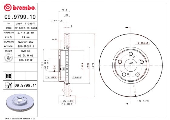 09.9799.10 BREMBO (Германия) Диск гальмівний