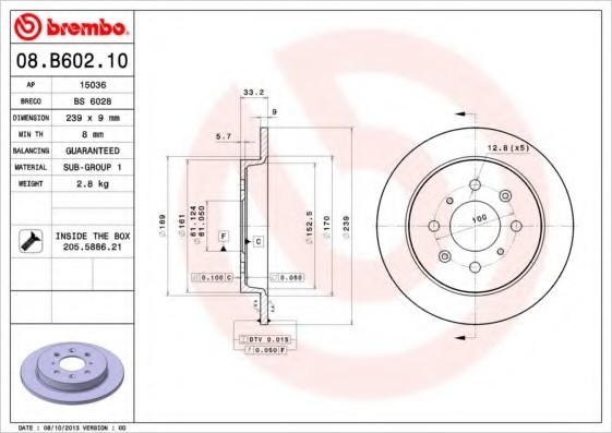 08.B602.10 BREMBO (Германия) Гальмівний диск BREMBO