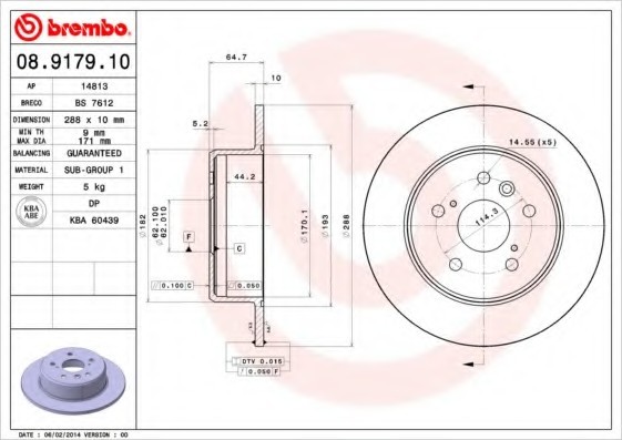 08.9179.10 BREMBO (Германия) Диск гальмівний BREMBO