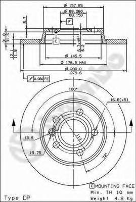 08.7288.14 BREMBO (Германия) Диск гальмівний BREMBO