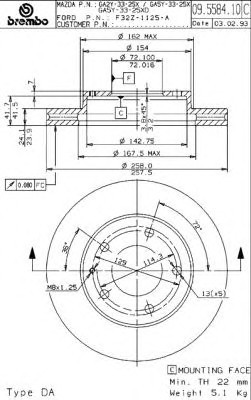 09.5584.14 BREMBO (Германия) Диск тормозной BREMBO