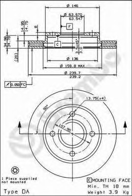 09.6727.34 BREMBO (Германия) Диск тормозной BREMBO