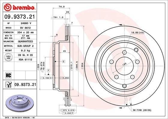 09.9373.21 BREMBO (Германия) Диск гальмівний BREMBO