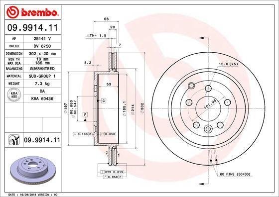 09.9914.11 BREMBO (Германия) Диск тормозной BREMBO