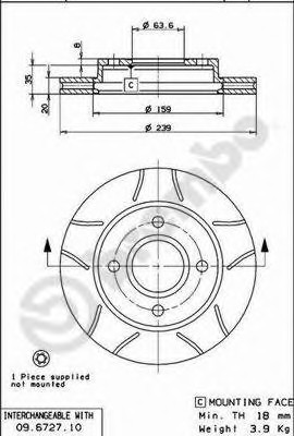 09.6727.77 BREMBO (Германия) Диск гальмівний BREMBO