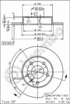 Диск гальмівний BREMBO 08.7627.75