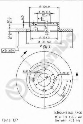 08.9621.14 BREMBO (Германия) Диск гальмівний BREMBO